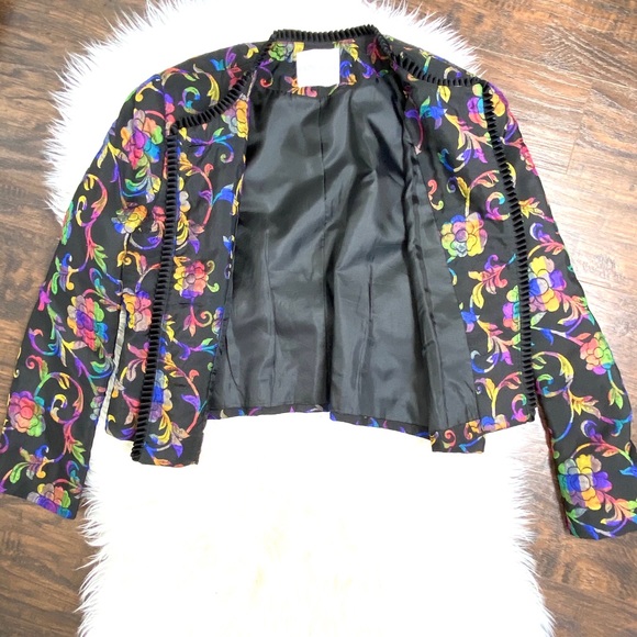 Doncaster Cropped Fitted Floral Blazer 12 Vintage - Picture 11 of 16